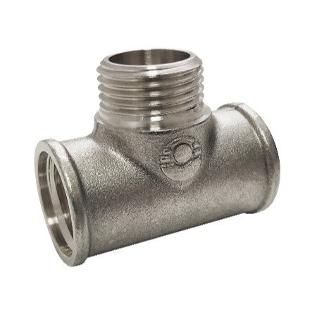 Тройник латунь никель переходной Ду 15х20х20 (1/2"х3/4"х3/4") НР/НР/НР Valfex VF.131.N.034 арт.1215019