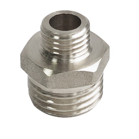 Ниппель латунь никель переходной Ду 15х8 (1/2"х1/4") НР Valfex VF.580.N.012.014 арт.1215008