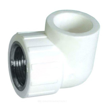 Угольник PP-R комбинированный белый ВР Дн 25х1/2" с креплением VALFEX 10120025 арт.1217548